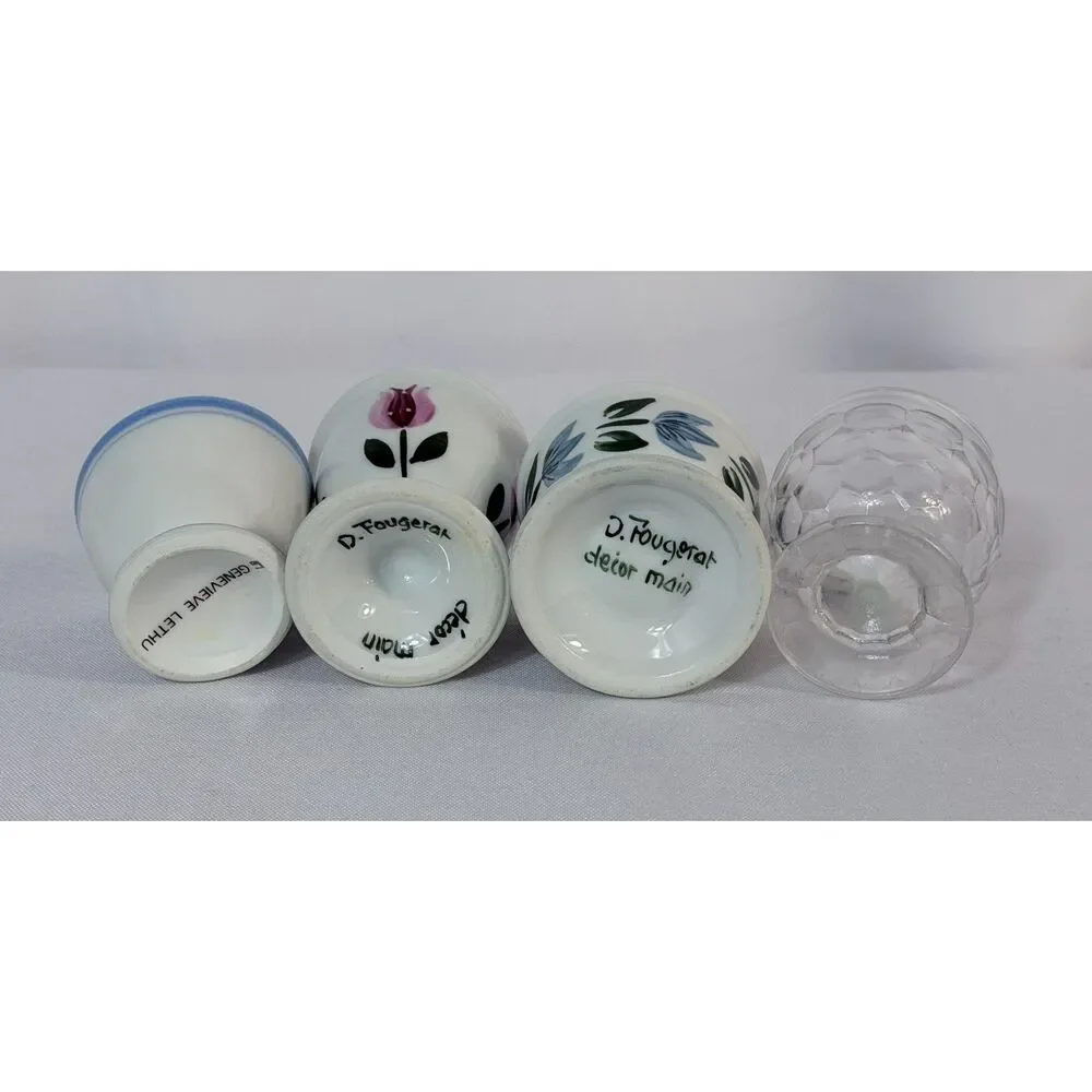 Vintage Egg Cup Lot of 8 Coddler Porcelain Japan France Floral Clear Glass